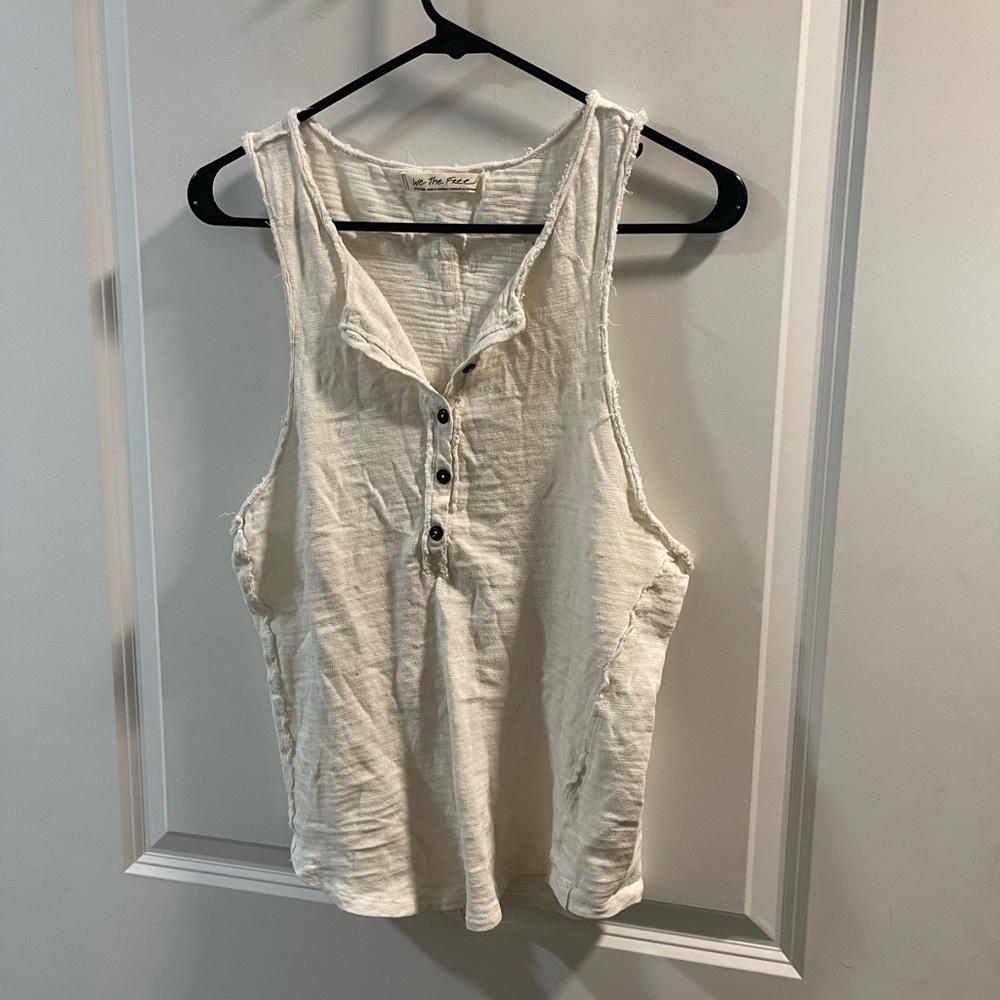We The Free Cream Button-Front Sleeveless Henley Tank